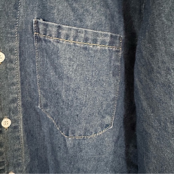 Commense Blue Asymmetrical 3/4 Sleeve Button Down Shirt - Picture 5 of 10